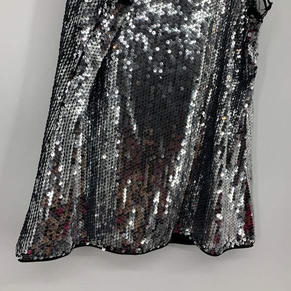 Allegra K Cami Top Sequin Mesh Panel Sleeveless Gray Black - Picture 9 of 9